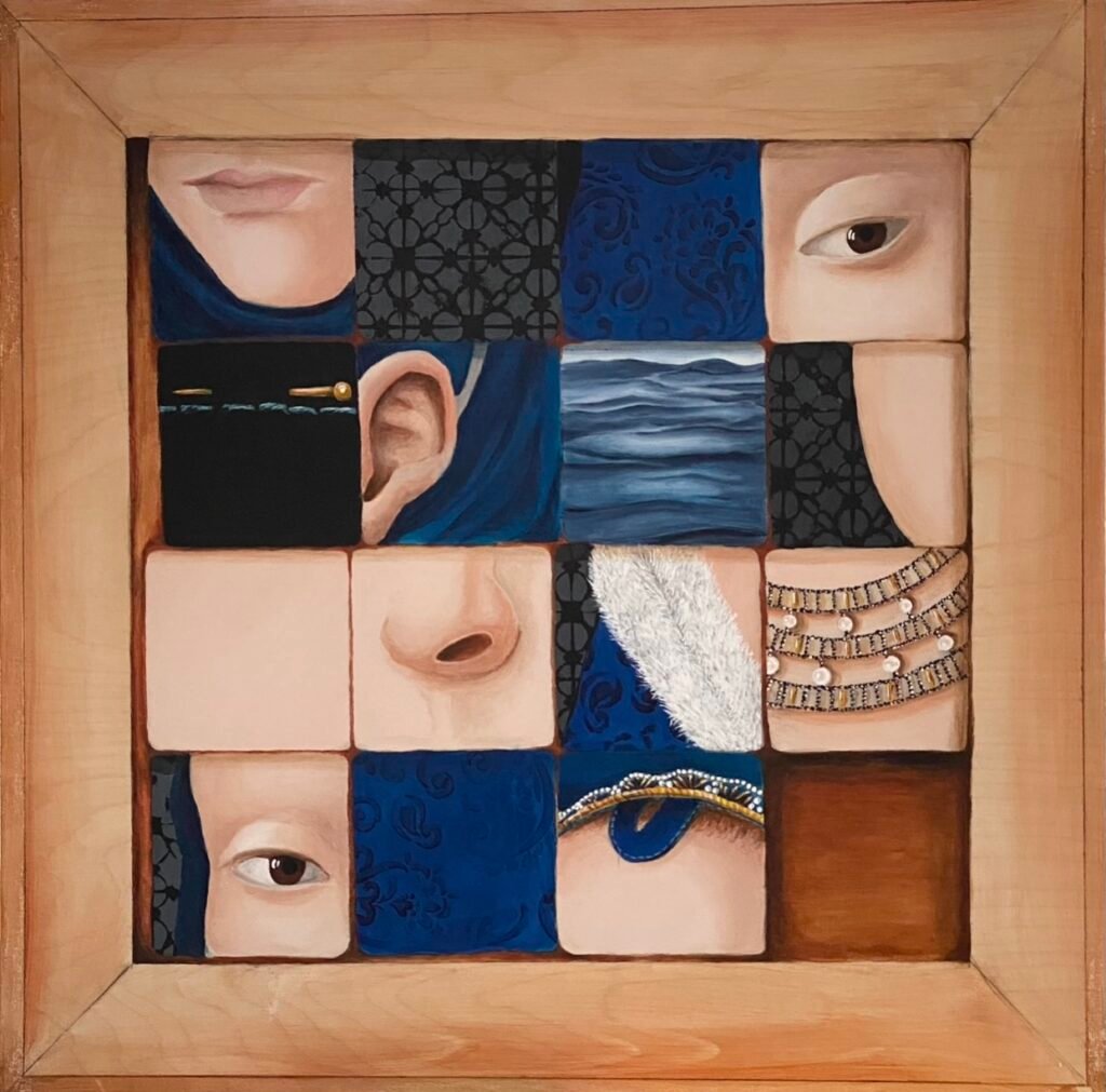 Portrait d’une jeune fille dans un jeu de taquin